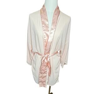 Vintage Victoria’s Secret Gold Label Blush Pink Satin trim Robe coquette bride‎